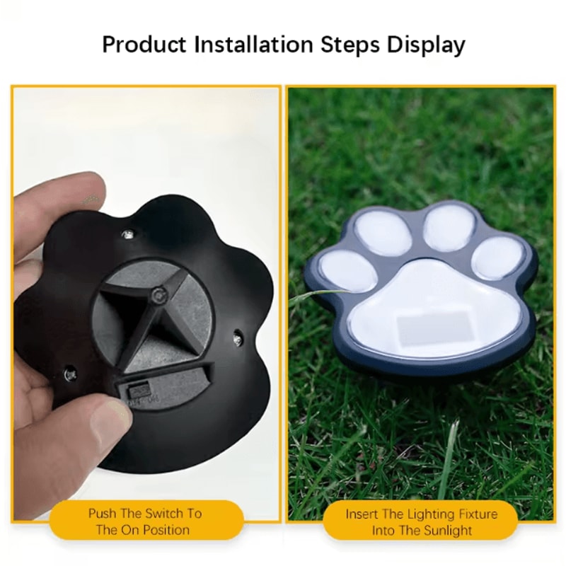 Solar 4Pack Dog Paw Outdoor LED Lawn Lights Waterproof Garden Landscape Decor 2