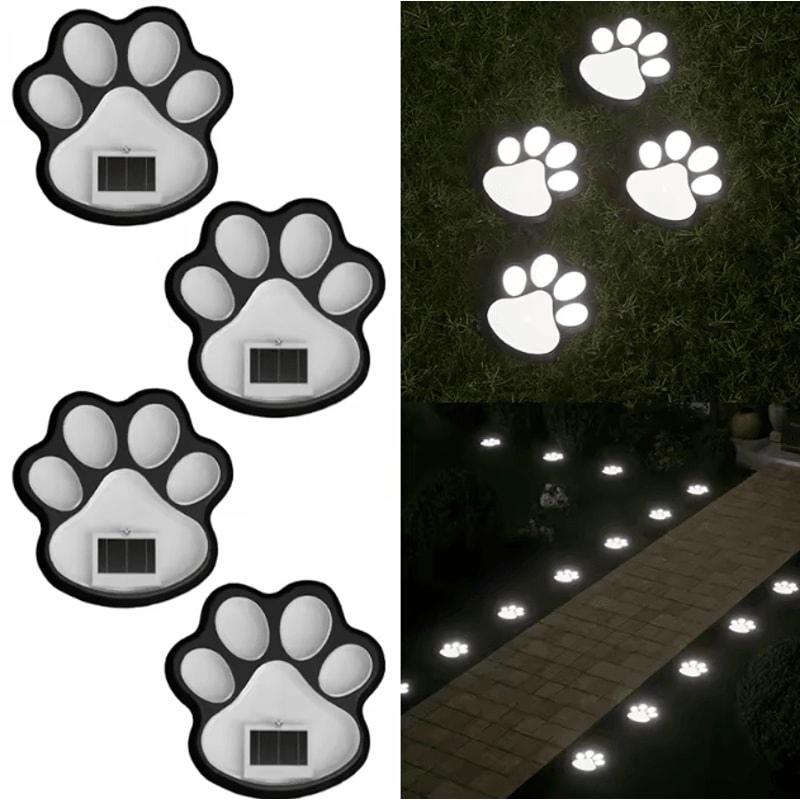 Solar 4Pack Dog Paw Outdoor LED Lawn Lights Waterproof Garden Landscape Decor 6