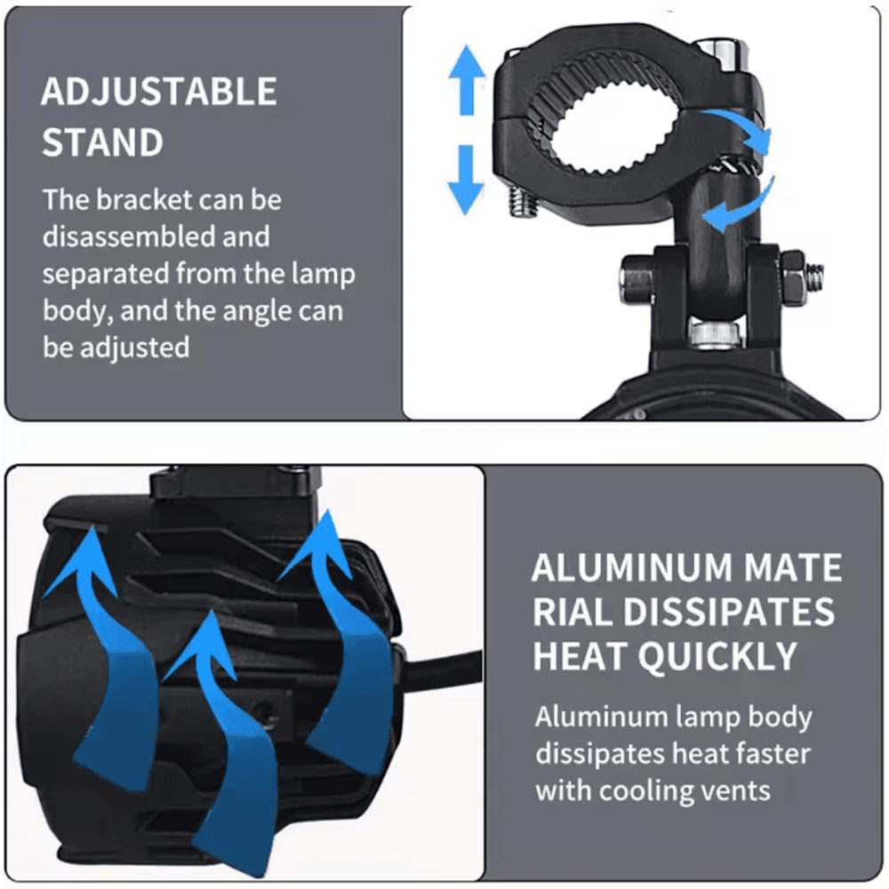 100W Motorcycle LED Headlight And Fog Light Pair Dual Color Auxiliary Driving Spotlights 4