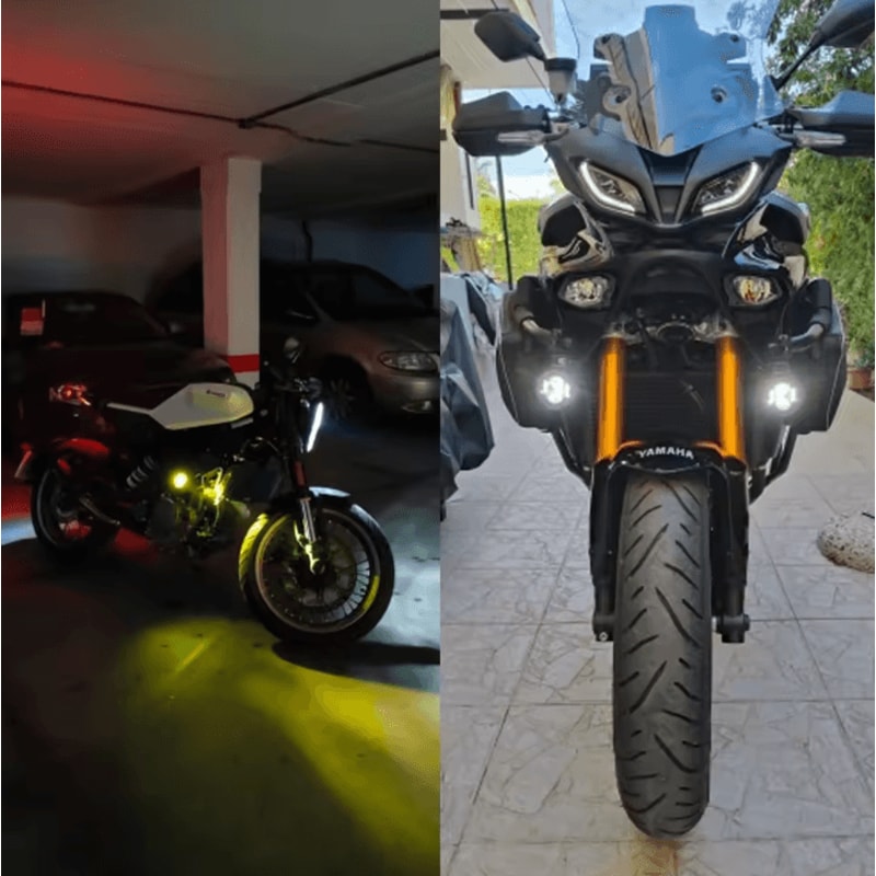 100W Motorcycle LED Headlight And Fog Light Pair Dual Color Auxiliary Driving Spotlights 5