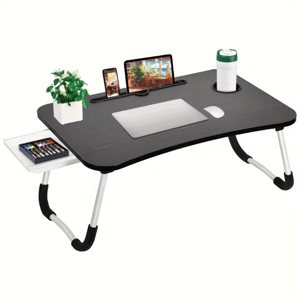 ExtraLarge Portable Laptop Bed Desk MultiFunctional Foldable Tray Stand With Cup Holder And Drawer 1