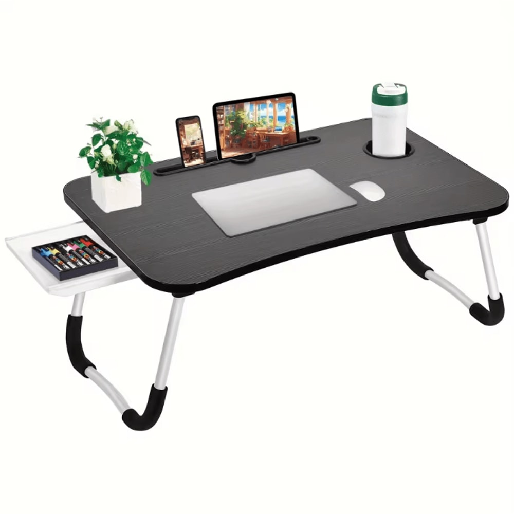 ExtraLarge Portable Laptop Bed Desk MultiFunctional Foldable Tray Stand With Cup Holder And Drawer 6