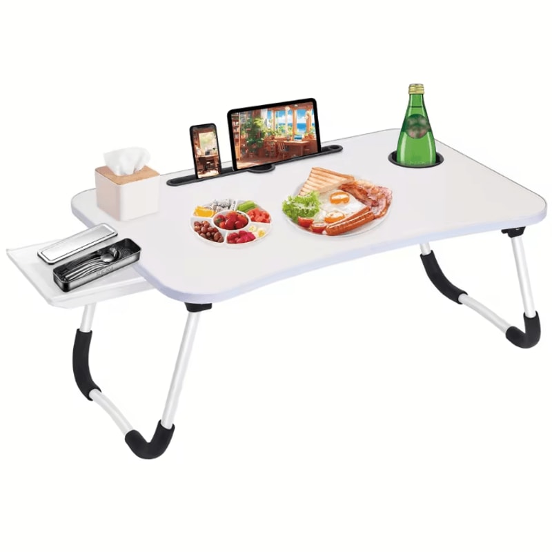 ExtraLarge Portable Laptop Bed Desk MultiFunctional Foldable Tray Stand With Cup Holder And Drawer 7