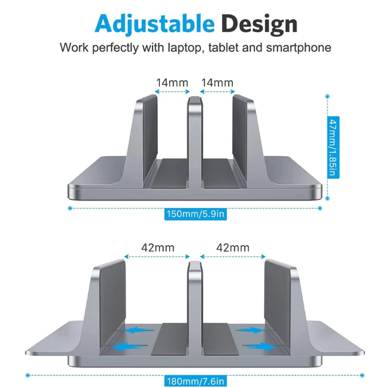 Adjustable Aluminium Vertical Laptop Stand Portable Notebook Support Holder 5
