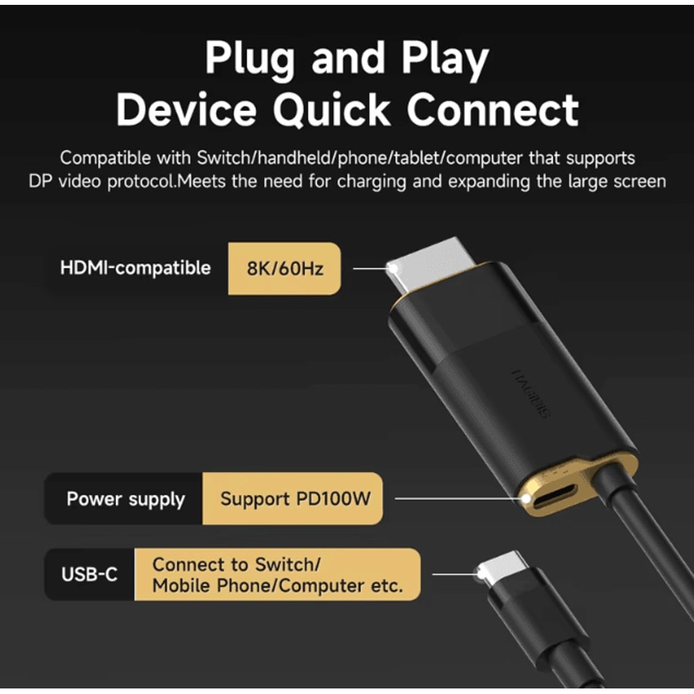 Hagibis USB C To HDMI Adapter For Switch Laptop Tablet ROG SteamDeck 1
