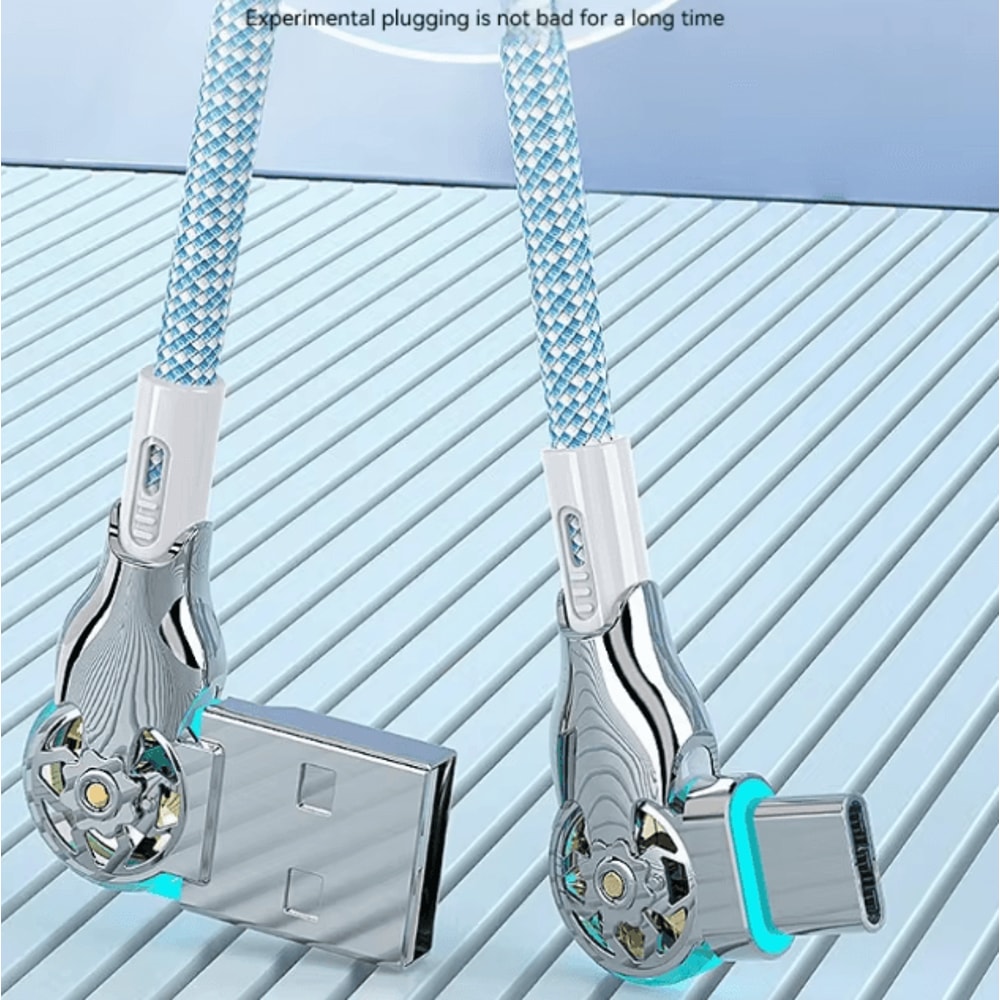 Fast Charging USB A To USB C Cable With 180 Degree Elbow Connector Braided Durable Charger 4