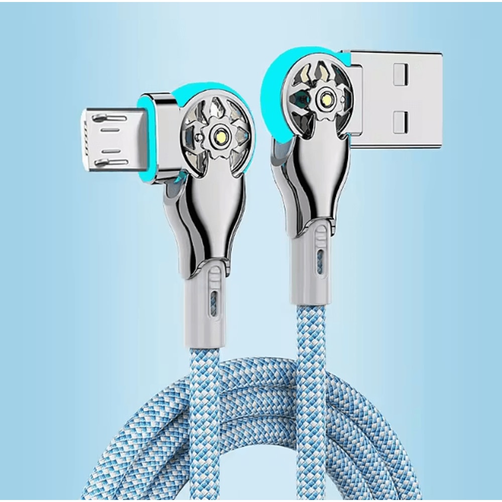 Fast Charging USB A To USB C Cable With 180 Degree Elbow Connector Braided Durable Charger 5