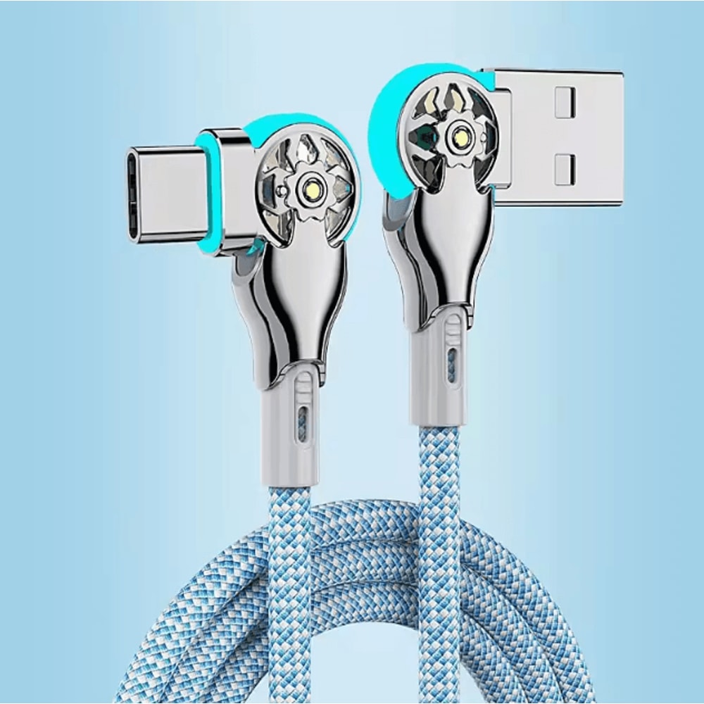 Fast Charging USB A To USB C Cable With 180 Degree Elbow Connector Braided Durable Charger 6