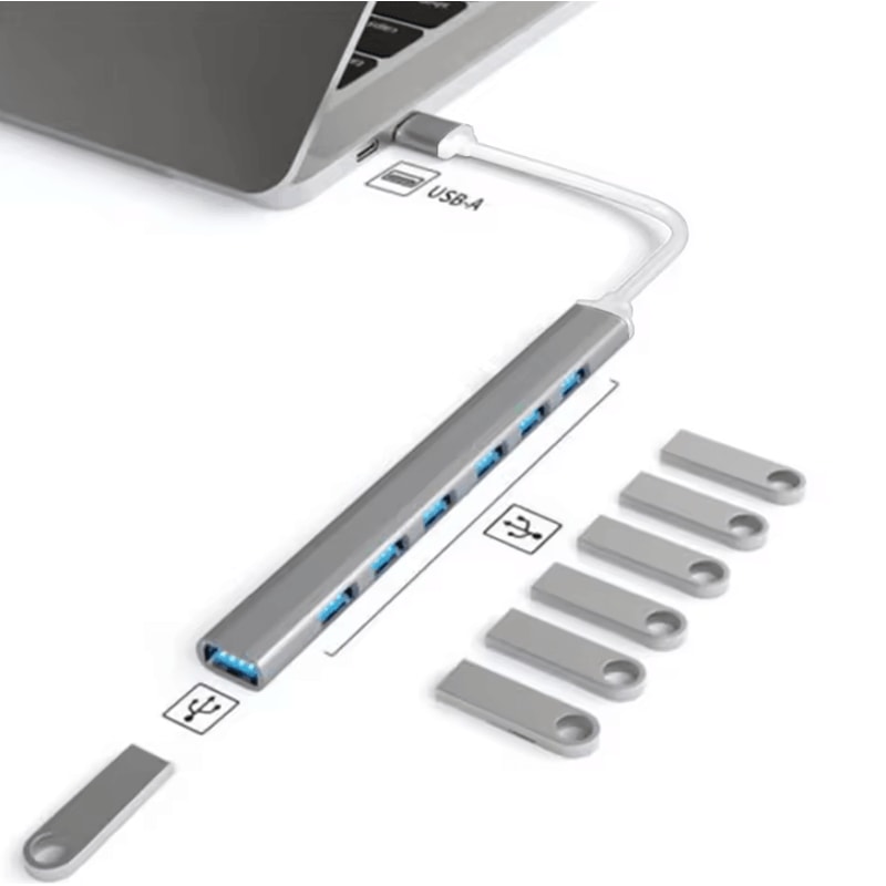 7 Port USB HUB USB C And USB 30 Multiport Adapter For MacBook Pro Air Laptop PC 5
