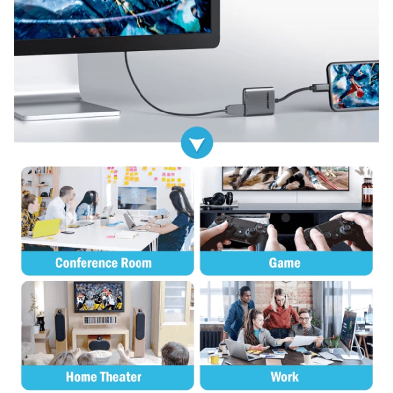 Lemorele Dual HDMI USB C Hub 4K 60Hz Dual Screen Docking Station For Laptop PC And Phone 5