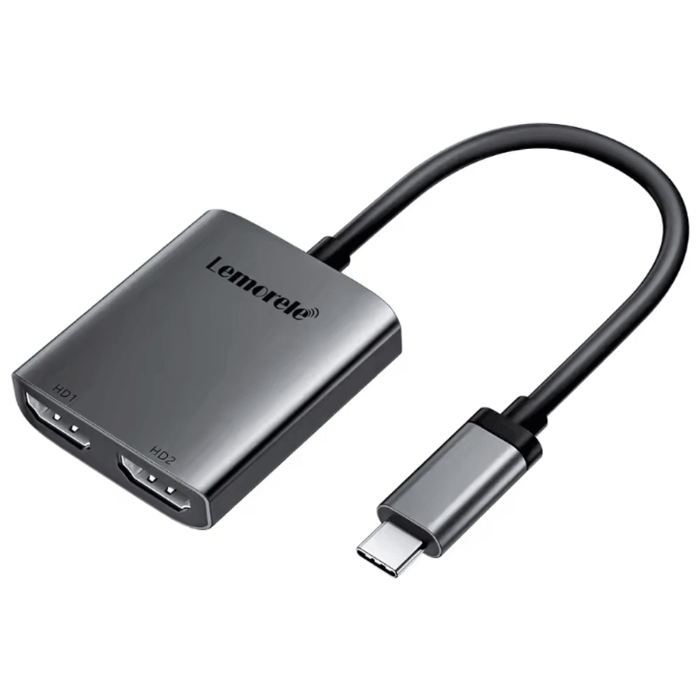 Lemorele Dual HDMI USB C Hub 4K 60Hz Dual Screen Docking Station For Laptop PC And Phone 6
