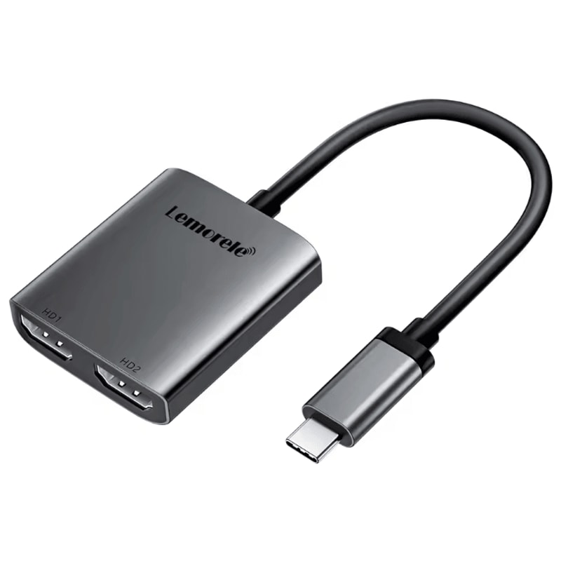 Lemorele Dual HDMI USB C Hub 4K 60Hz Dual Screen Docking Station For Laptop PC And Phone 6