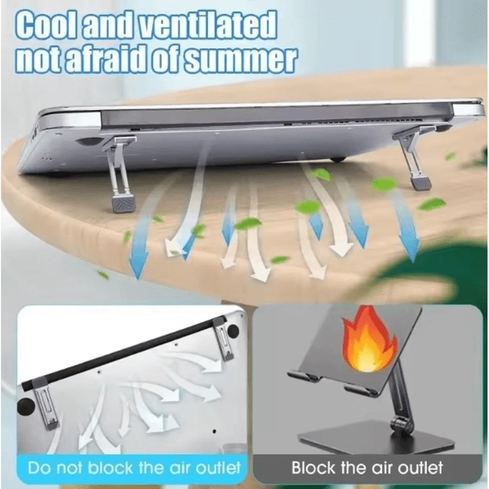 Portable Aluminum Alloy Folding Laptop Stand With 3Level Height Adjustment 2