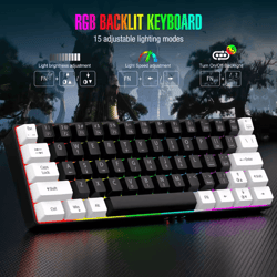 60% wired rgb backlit gaming keyboard waterproof portable for pc and mac