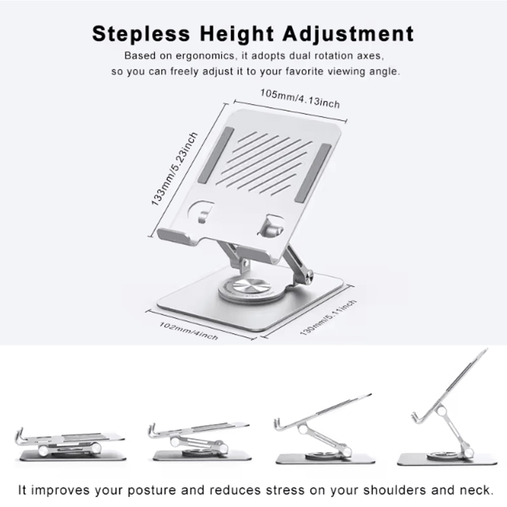 ST04 Aluminum 360 Rotating Portable Tablet Stand For Desk IPad And More 0