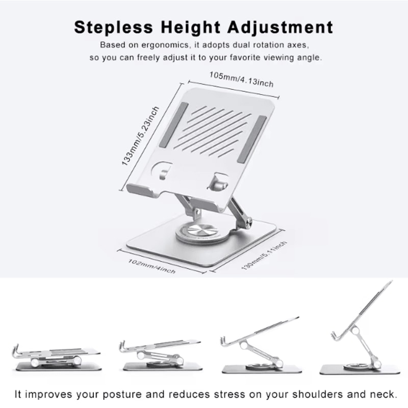 ST04 Aluminum 360 Rotating Portable Tablet Stand For Desk IPad And More 0