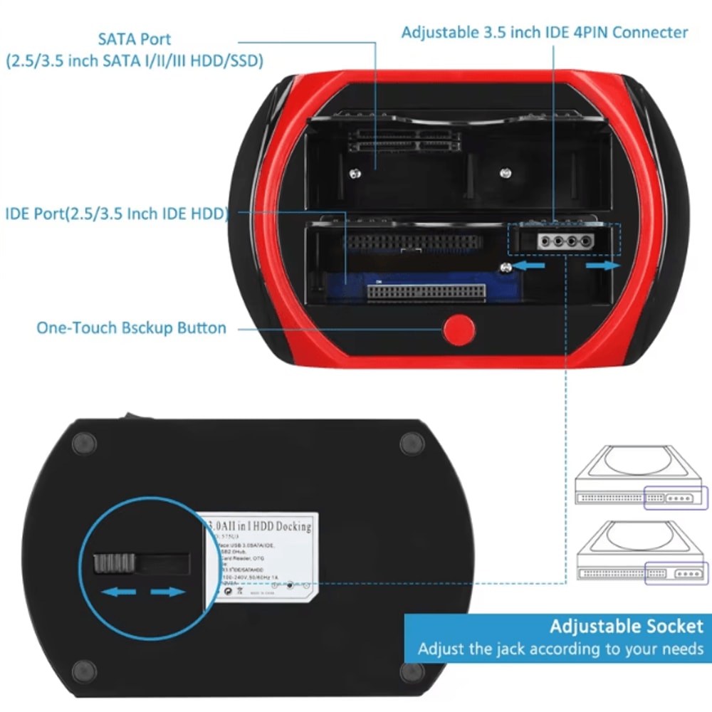 USB To SATA IDE Dual Bay Hard Drive Docking Station For 25 And 35 Inch Drives 3