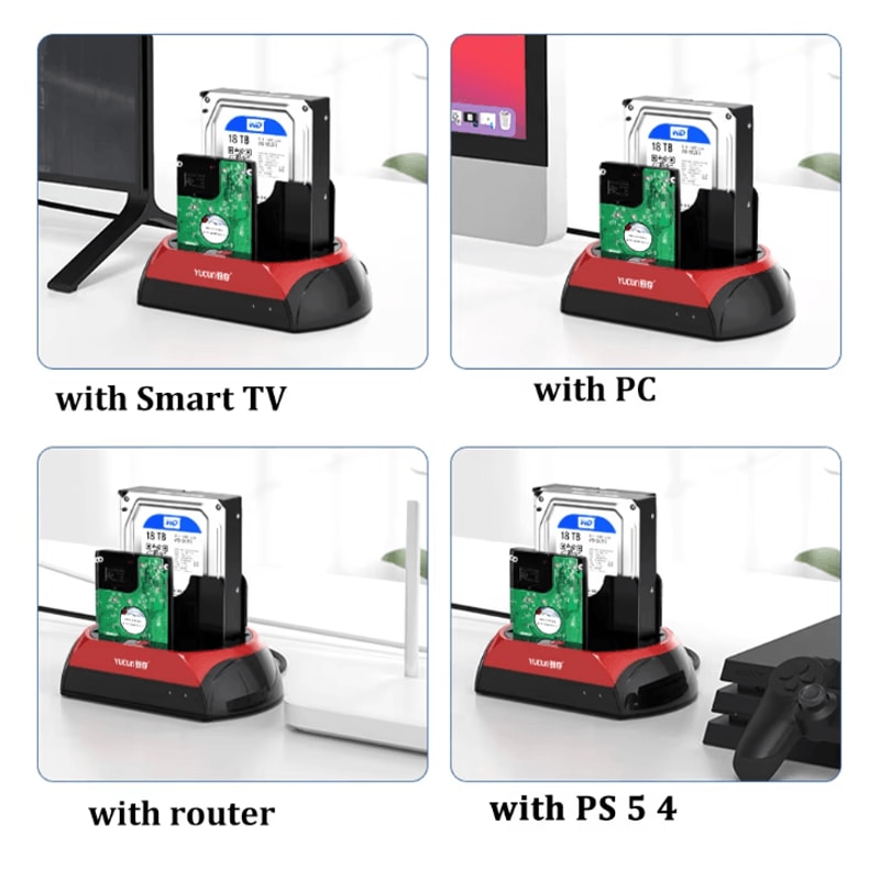 USB To SATA IDE Dual Bay Hard Drive Docking Station For 25 And 35 Inch Drives 5