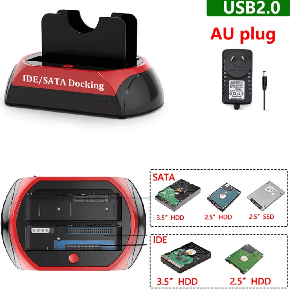 USB To SATA IDE Dual Bay Hard Drive Docking Station For 25 And 35 Inch Drives 6
