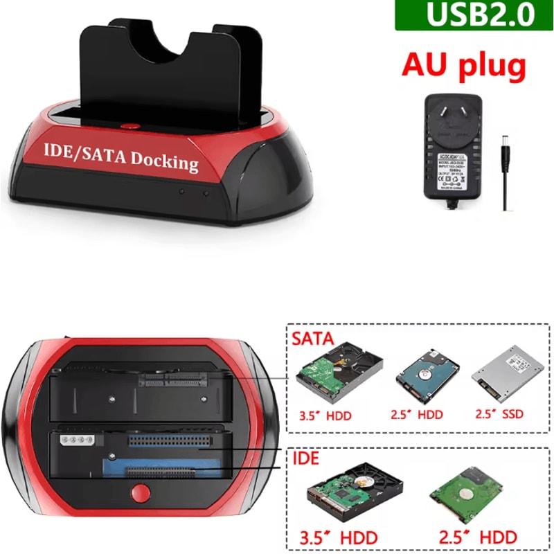 USB To SATA IDE Dual Bay Hard Drive Docking Station For 25 And 35 Inch Drives 6