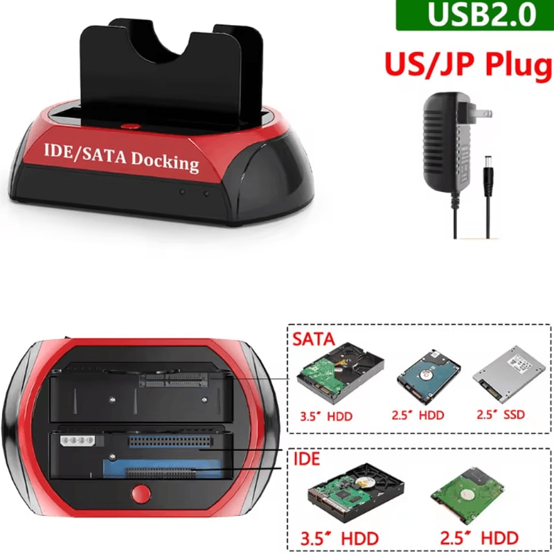 USB To SATA IDE Dual Bay Hard Drive Docking Station For 25 And 35 Inch Drives 8