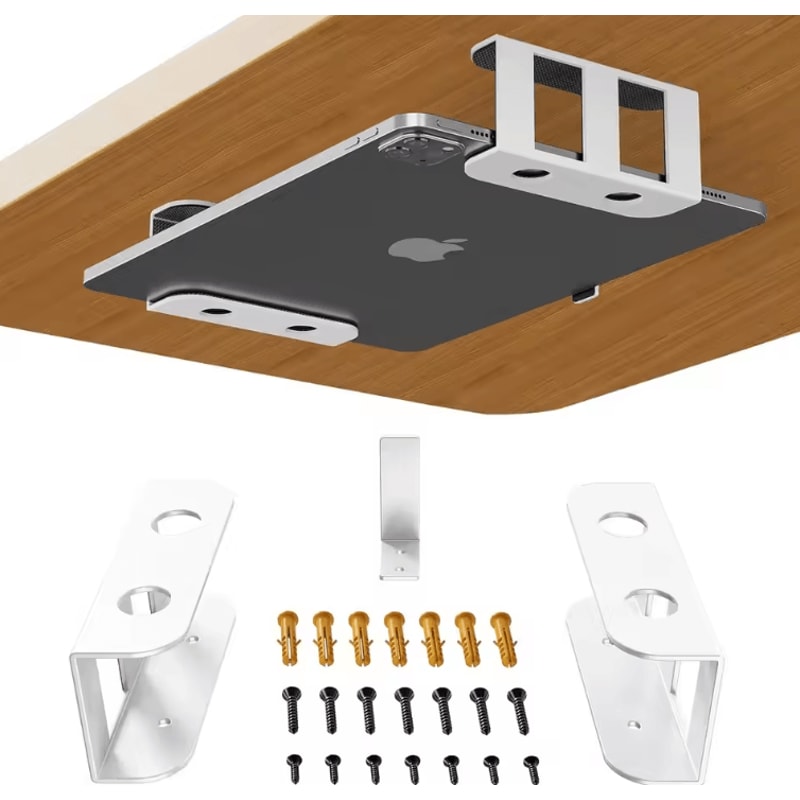 Under Desk Metal Laptop Mount Shelf Holder With AntiScratch Silicone For Mac Mini MacBook Keyboard 9