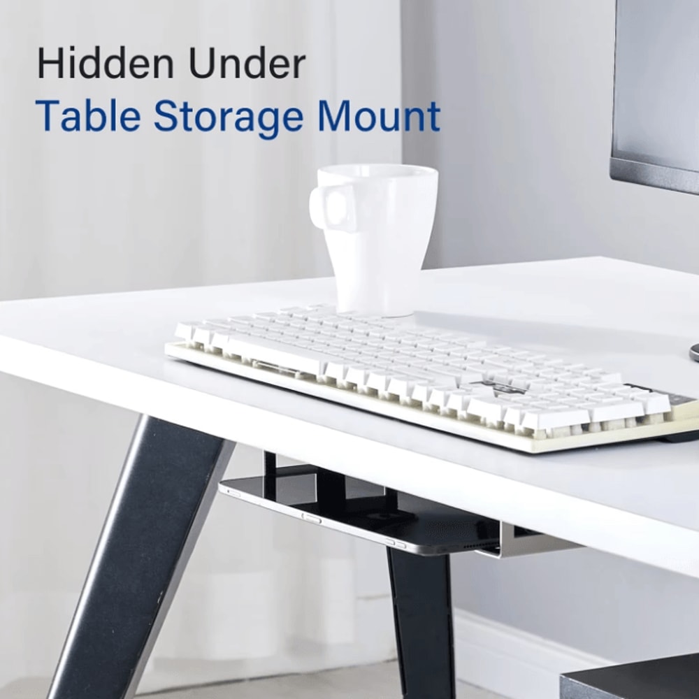 Under Desk Metal Laptop Mount Shelf Holder With AntiScratch Silicone For Mac Mini MacBook Keyboard 3