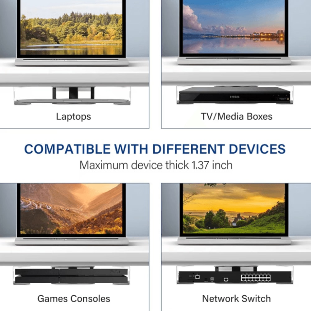 Under Desk Metal Laptop Mount Shelf Holder With AntiScratch Silicone For Mac Mini MacBook Keyboard 4