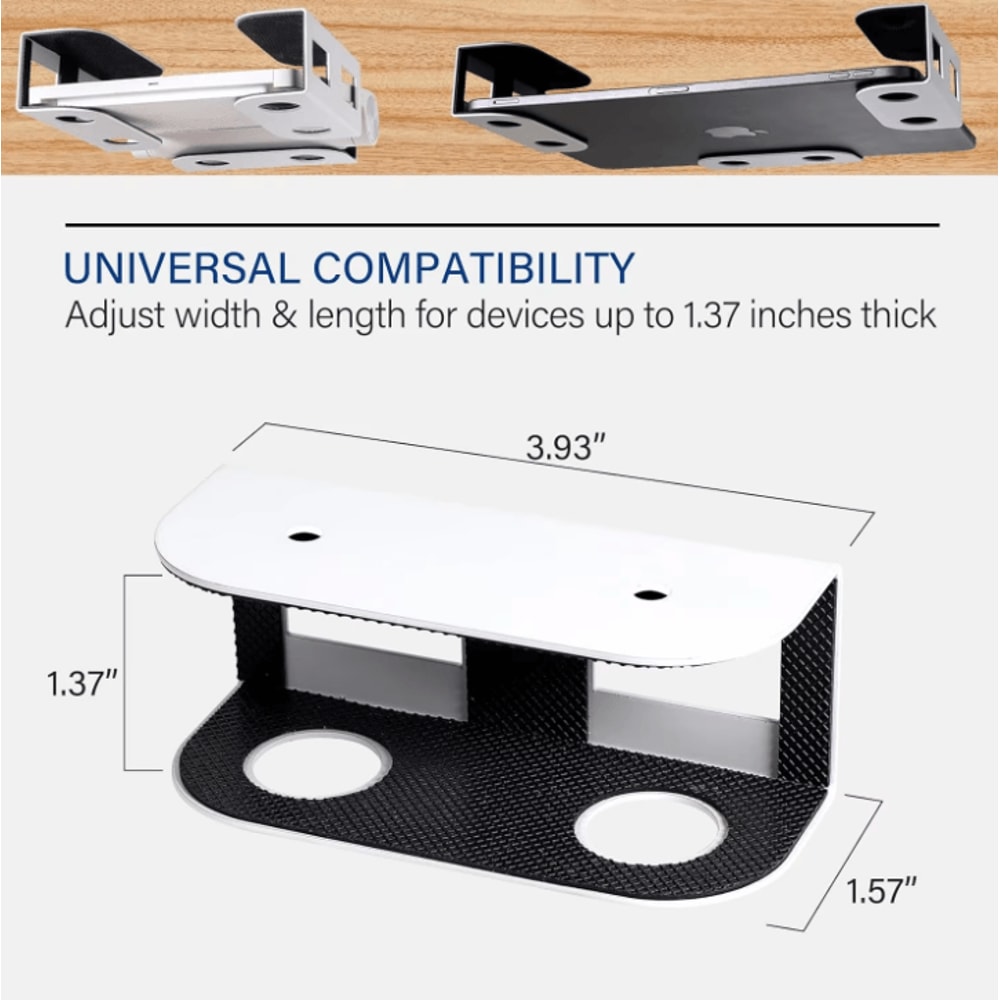 Under Desk Metal Laptop Mount Shelf Holder With AntiScratch Silicone For Mac Mini MacBook Keyboard 5