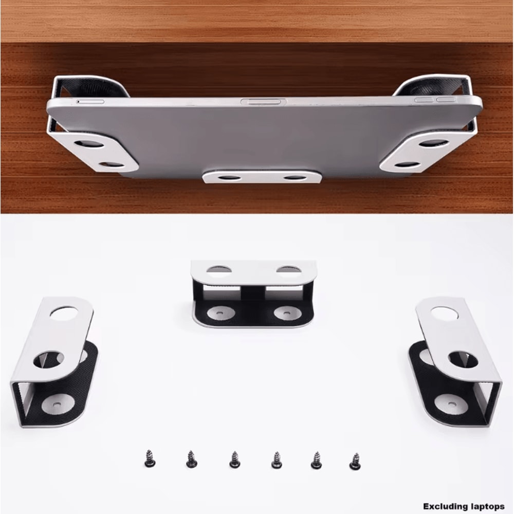 Under Desk Metal Laptop Mount Shelf Holder With AntiScratch Silicone For Mac Mini MacBook Keyboard 7