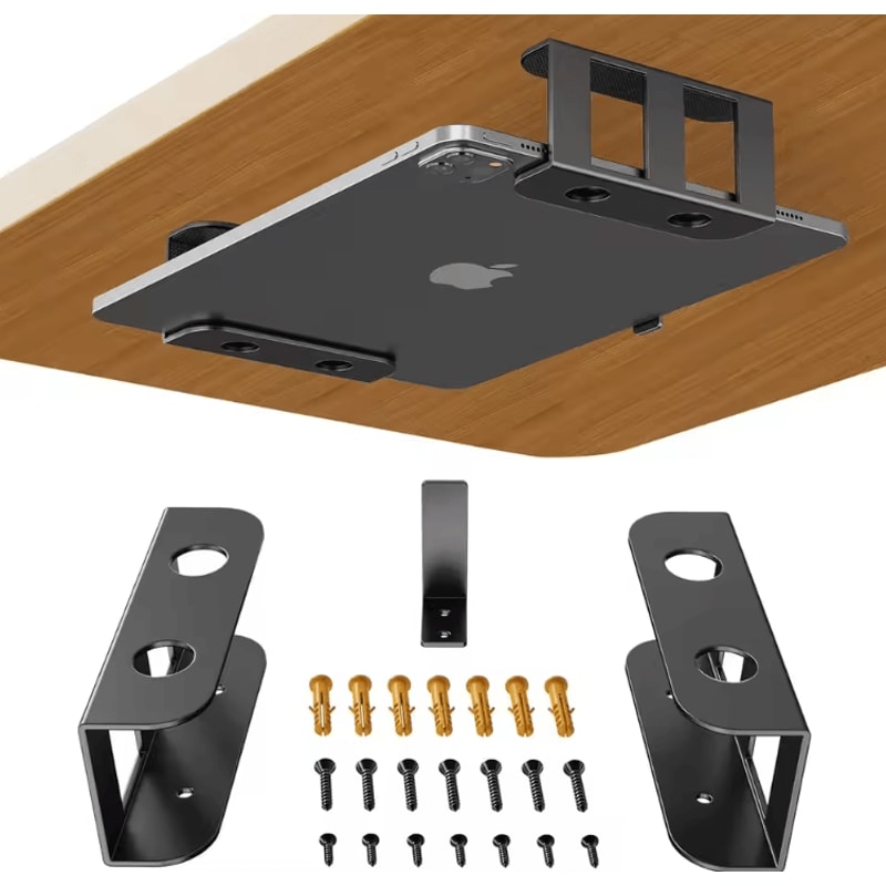 Under Desk Metal Laptop Mount Shelf Holder With AntiScratch Silicone For Mac Mini MacBook Keyboard 8