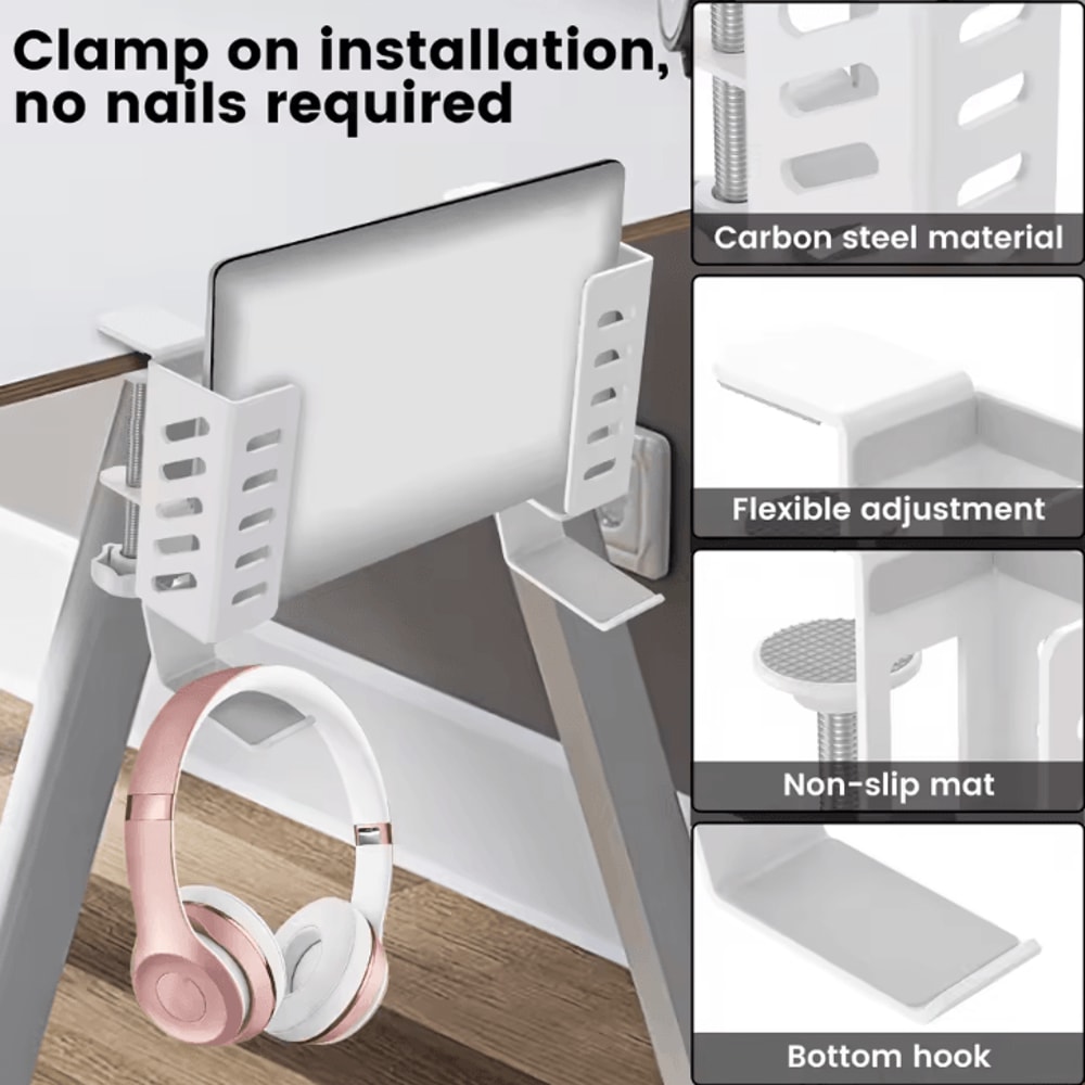 2Pcs Adjustable Hanging Laptop Holder Clamp On Desk SpaceSaving Mount For Home And Office 2