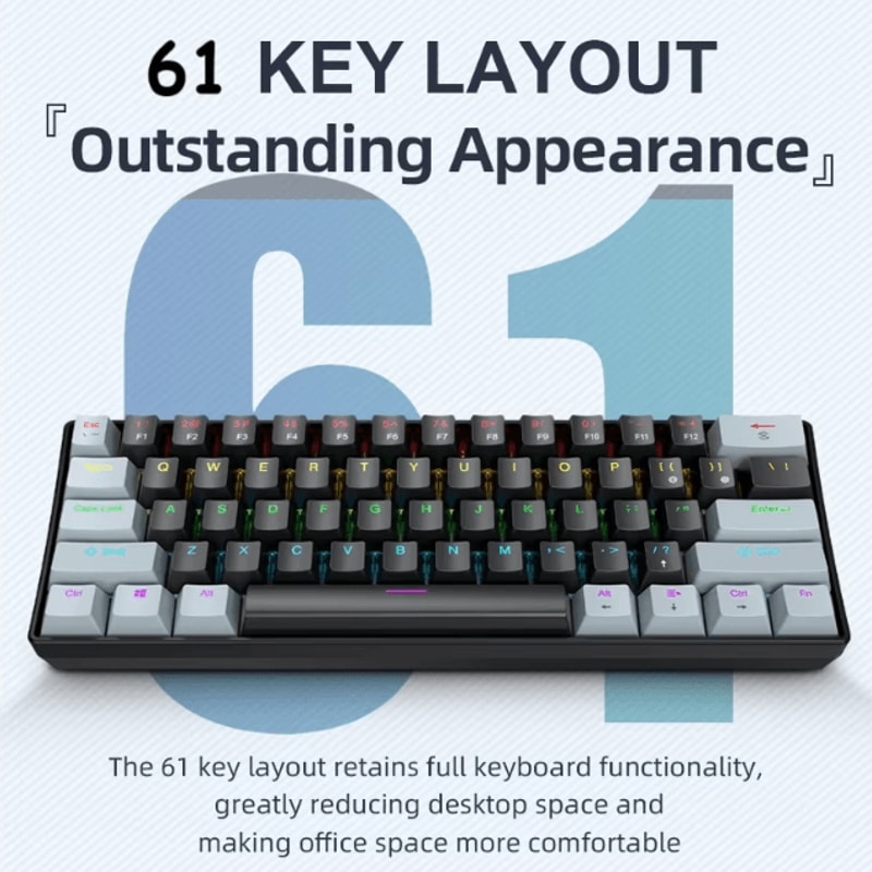APAYADO K61 60 Portable Wired Mini Mechanical Keyboard Wired RGB With 61 Keys 1