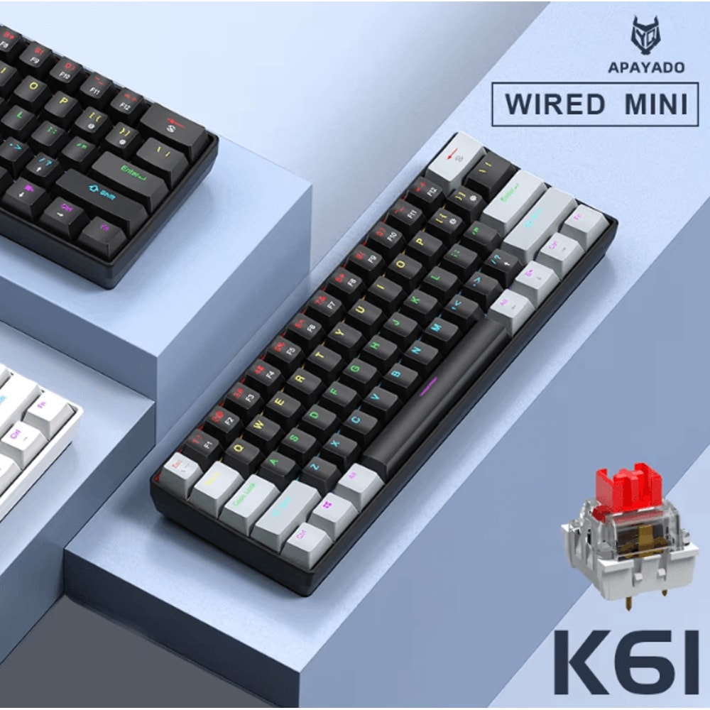 APAYADO K61 60 Portable Wired Mini Mechanical Keyboard Wired RGB With 61 Keys 3