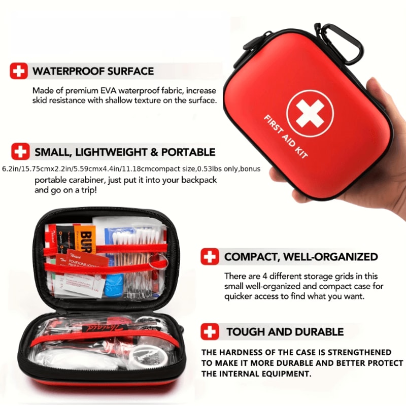 Complete 104Piece First Aid Kit WaterResistant Hard Shell Medical Emergency Set For Travel Home O 3