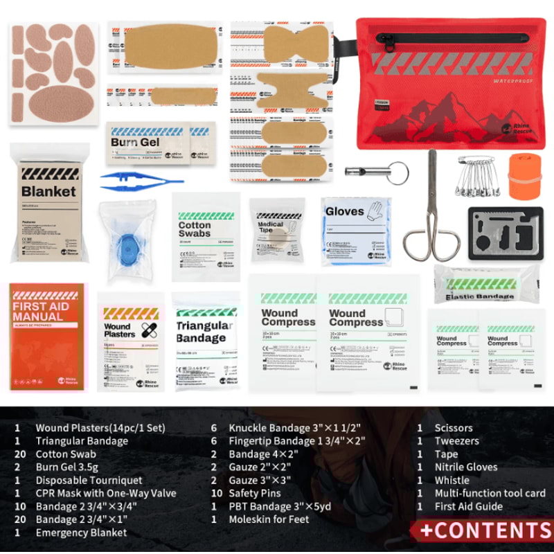 Rhino Rescue Ultralight Waterproof First Aid Kit Compact Medical Kit For Hiking Backpacking Trave 1