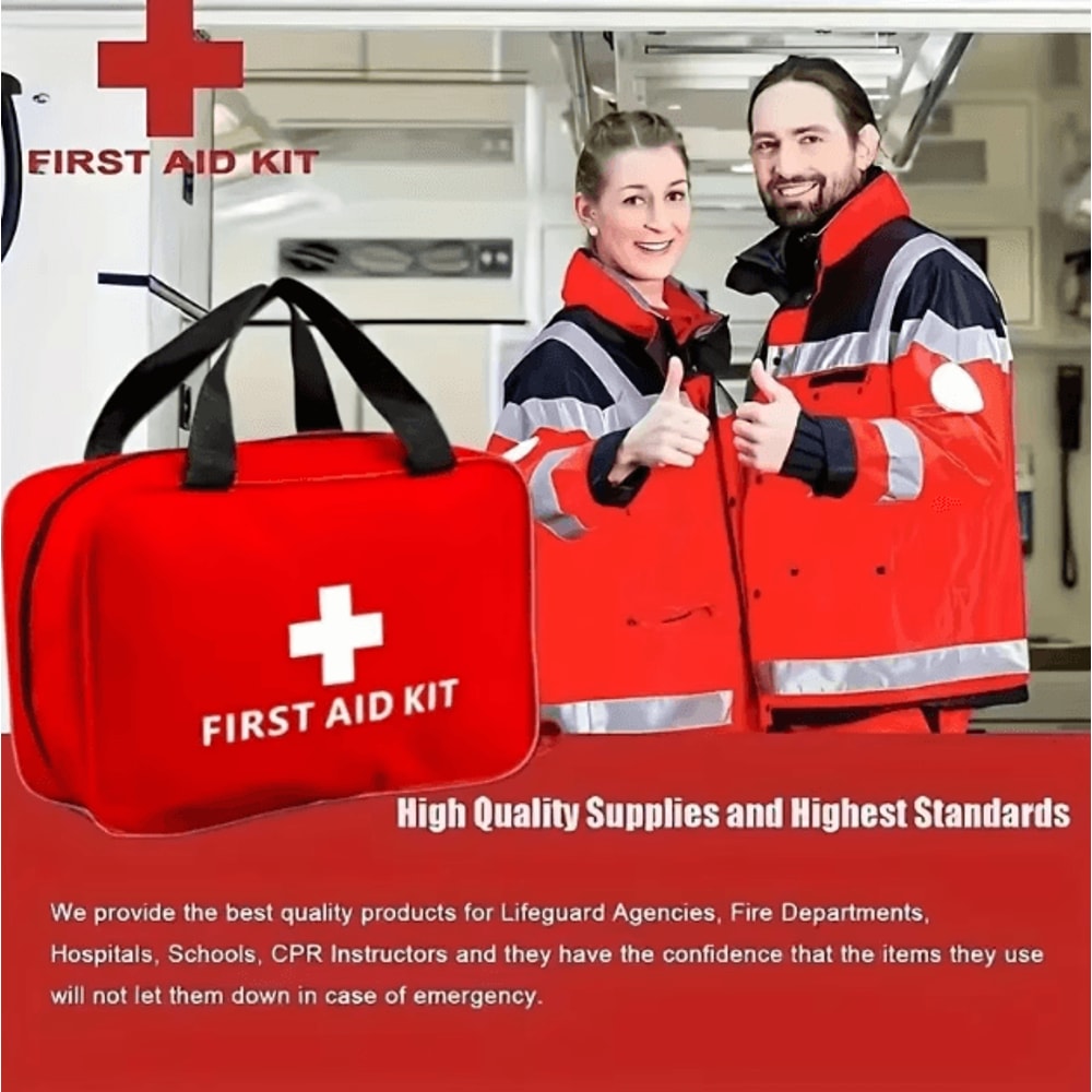 Deluxe Outdoor First Aid Kit With Carrying Pouch Complete Emergency Medical Set For Camping Hiking 2