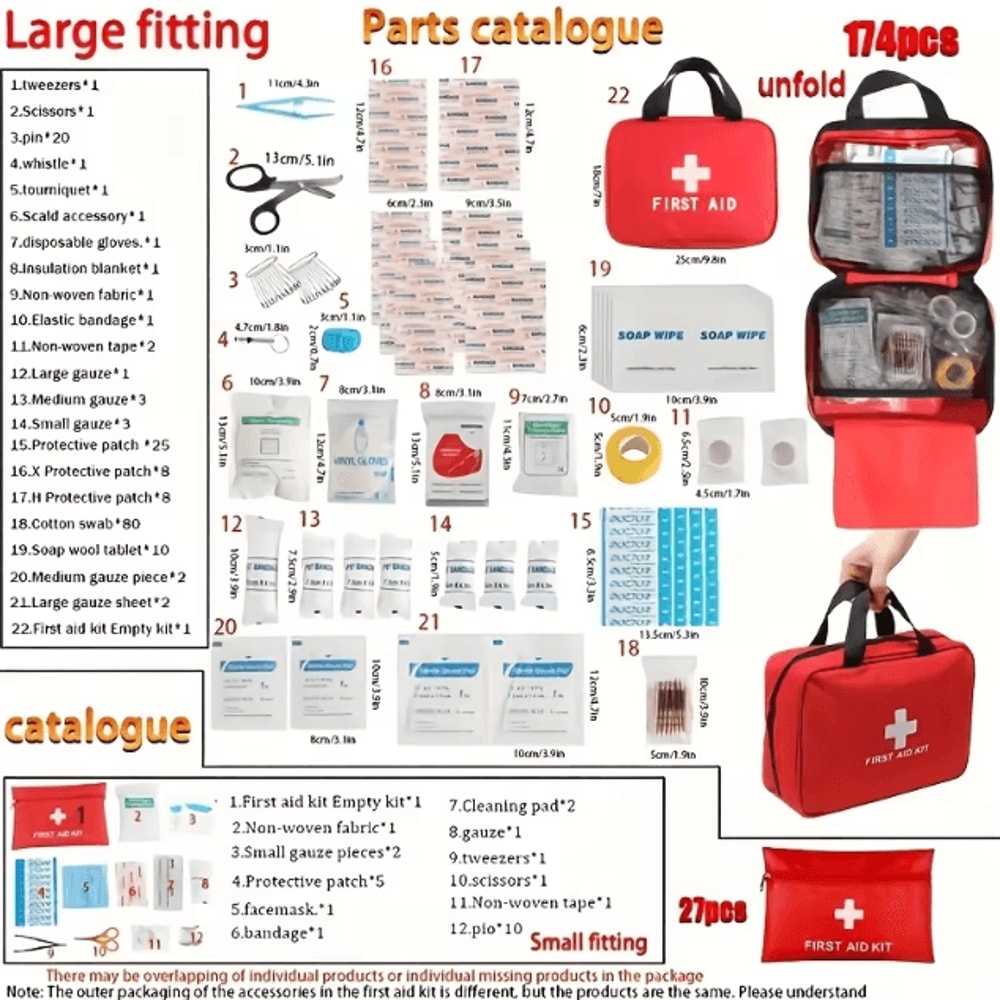 Deluxe Outdoor First Aid Kit With Carrying Pouch Complete Emergency Medical Set For Camping Hiking 3