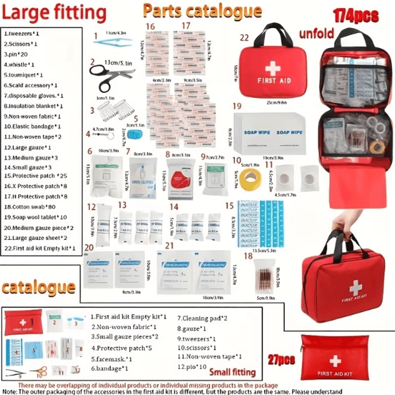 Deluxe Outdoor First Aid Kit With Carrying Pouch Complete Emergency Medical Set For Camping Hiking 3