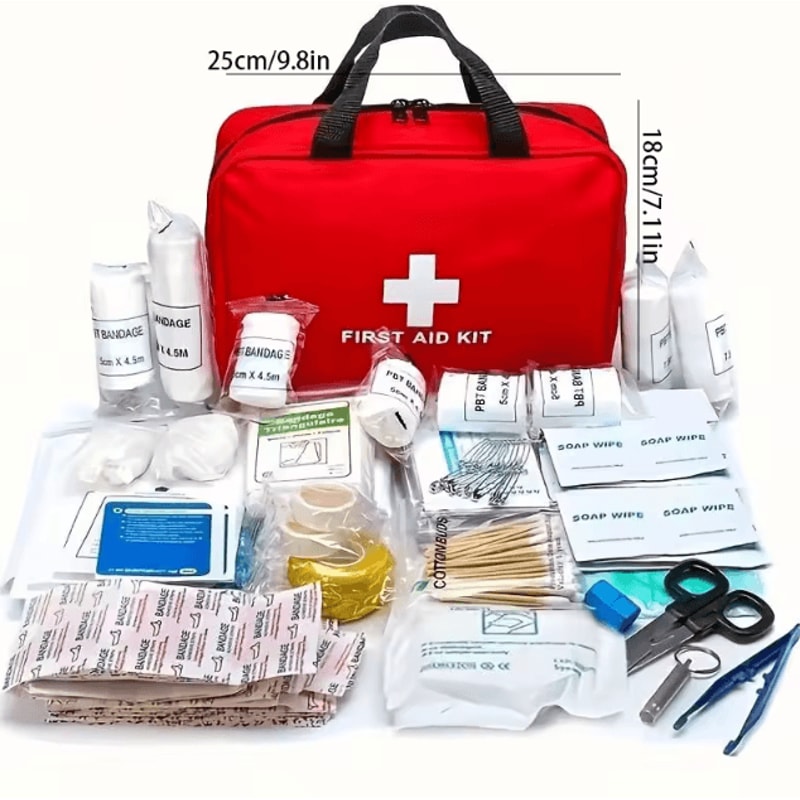 Deluxe Outdoor First Aid Kit With Carrying Pouch Complete Emergency Medical Set For Camping Hiking 7