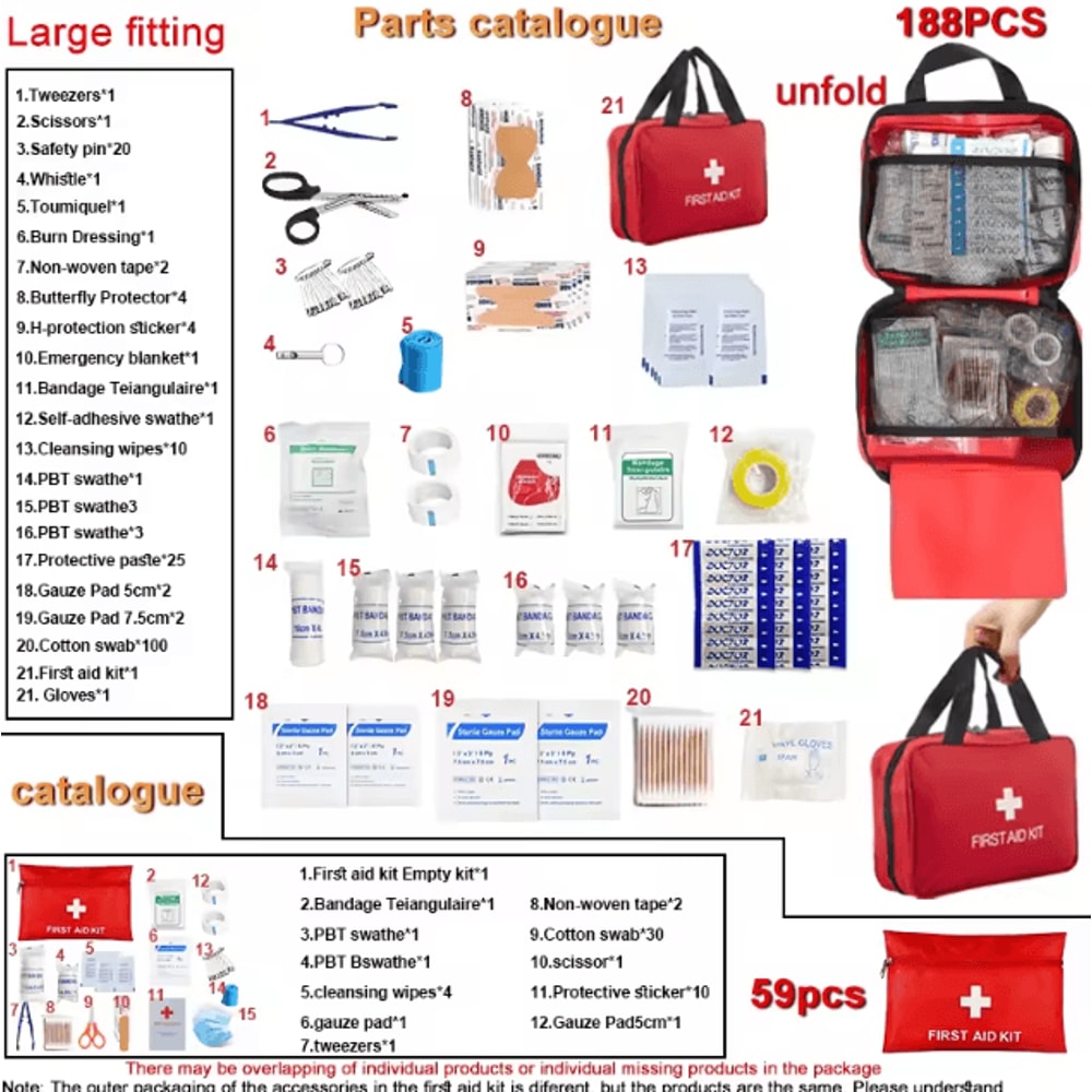 Deluxe Outdoor First Aid Kit With Carrying Pouch Complete Emergency Medical Set For Camping Hiking 8