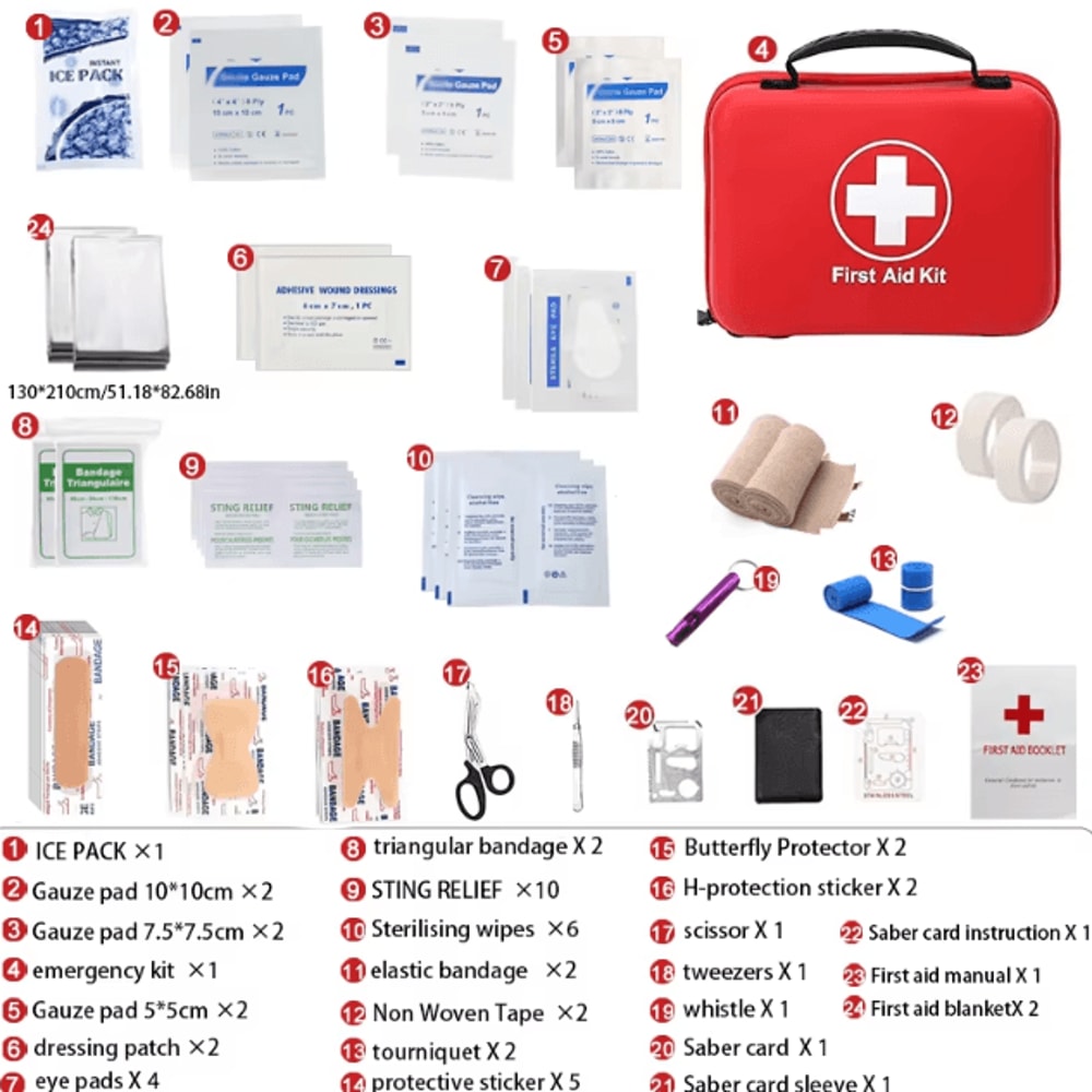 38Piece Essential First Aid Kit Portable Medical Set For Home Camping Hiking Travel 1