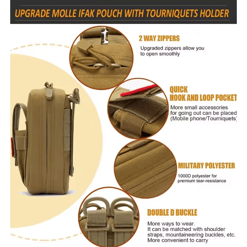 10Piece IFAK Tactical Molle Pouch First Aid Kit Portable Survival Medical Set For Outdoor Camping 1