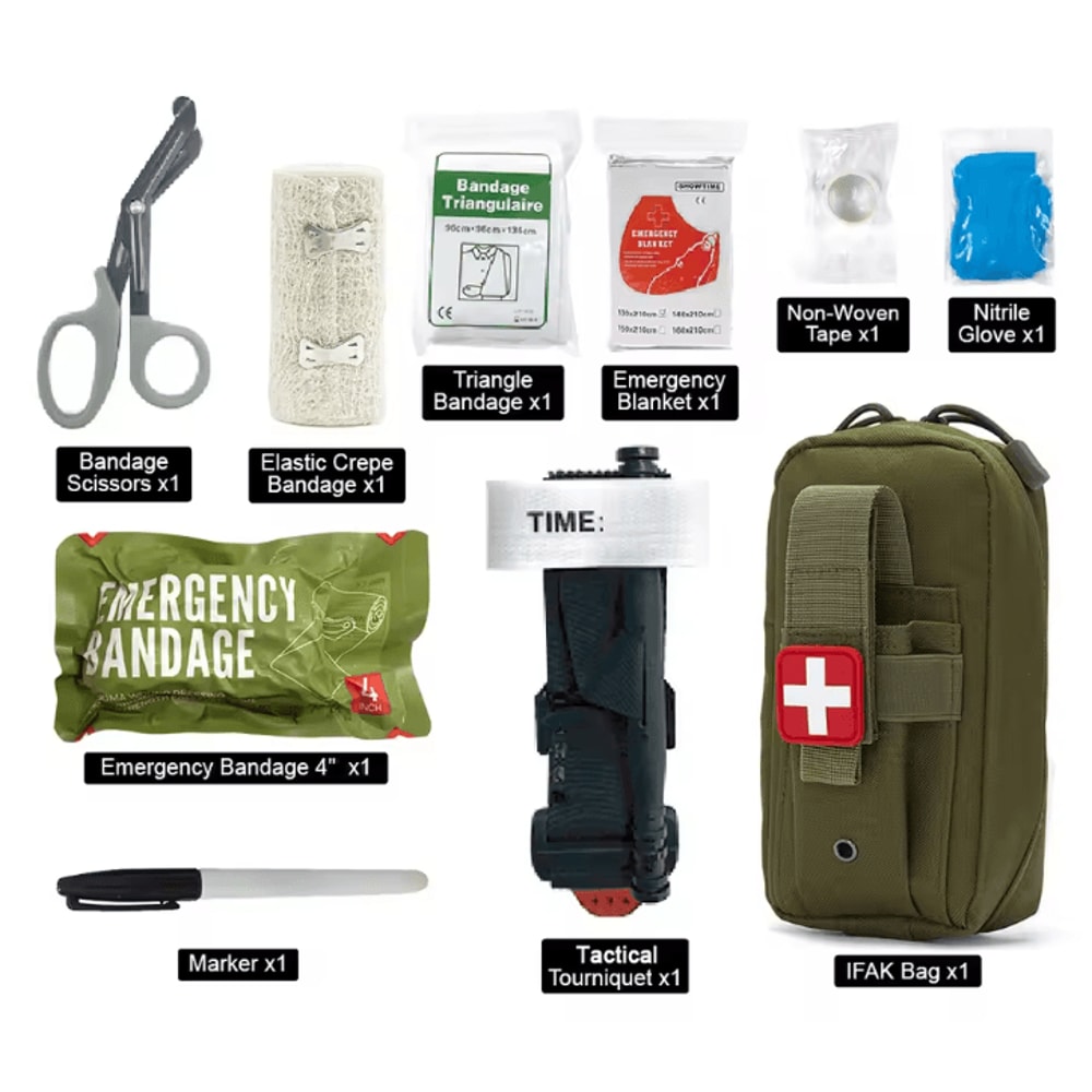 10Piece IFAK Tactical Molle Pouch First Aid Kit Portable Survival Medical Set For Outdoor Camping 6