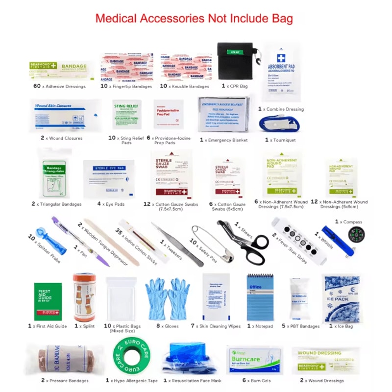 Large Outdoor First Aid Emergency Survival Kit Trauma Care Medical Storage Bag For Travel Hiking 5