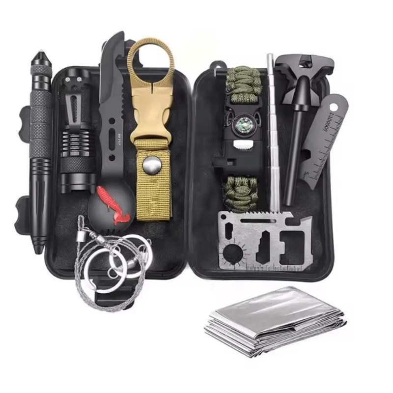 13Piece Outdoor Survival Tool Kit MultiFunction Adventure Camping Emergency Gear Set 4