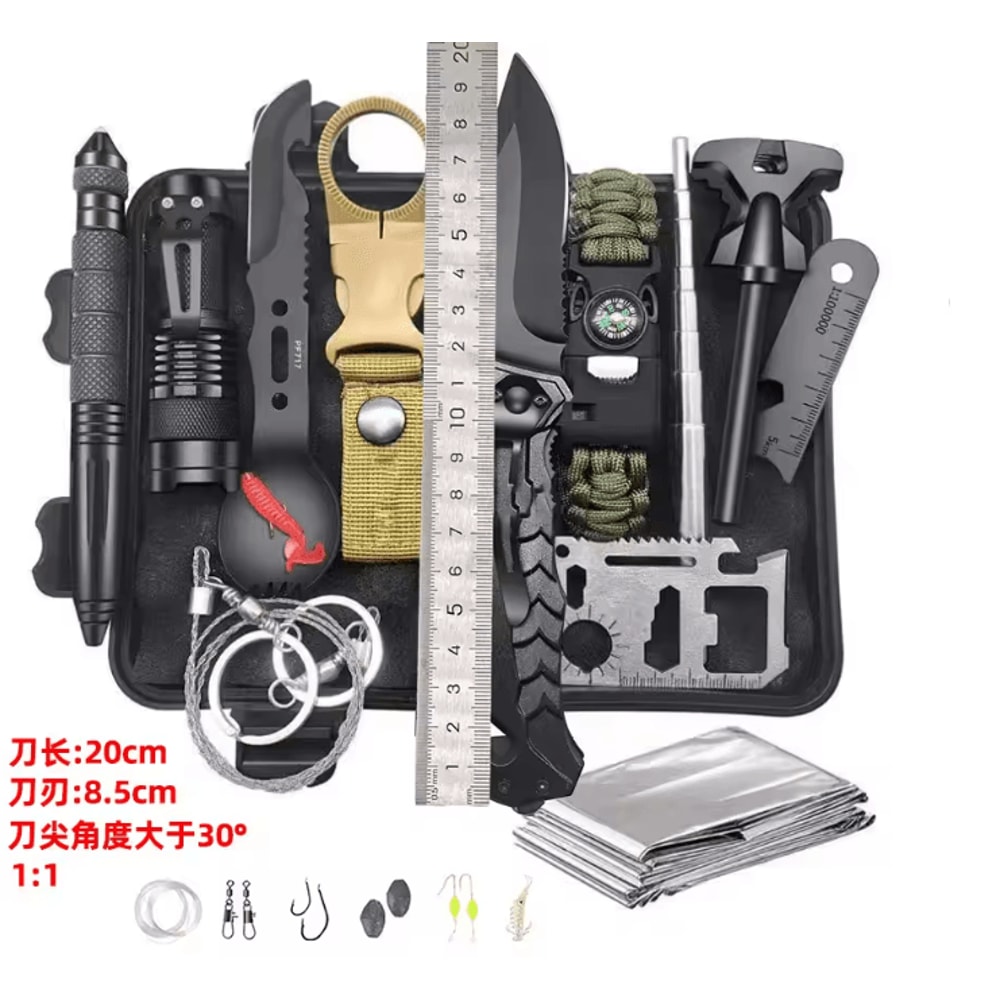 13Piece Outdoor Survival Tool Kit MultiFunction Adventure Camping Emergency Gear Set 6