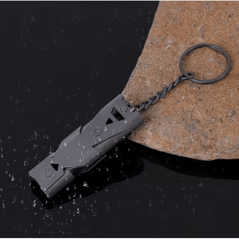 Emergency SOS Double Tube Whistle Keychain Lifesaving Survival Whistle For Outdoor Hiking Camping 1