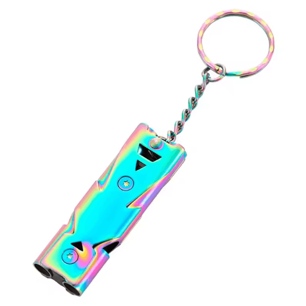 Emergency SOS Double Tube Whistle Keychain Lifesaving Survival Whistle For Outdoor Hiking Camping 5