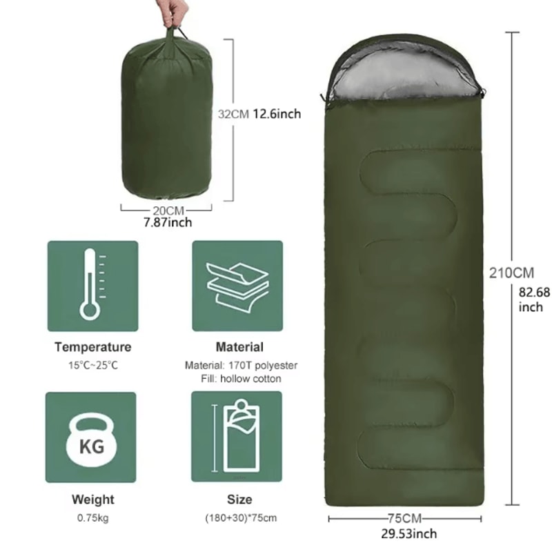 Ultralight Waterproof 4Season Sleeping Bag Warm Envelope Backpacking Bag For Outdoor Travel Hikin 2